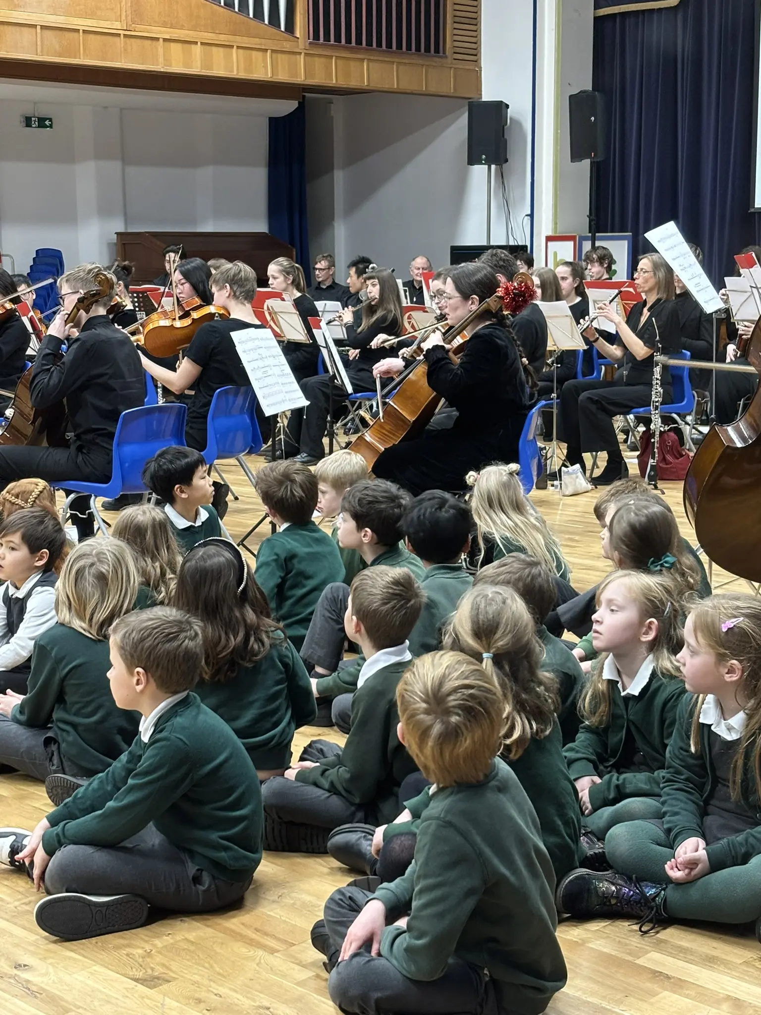 A small group of York Youth Orchestra string players performing at St Chad's