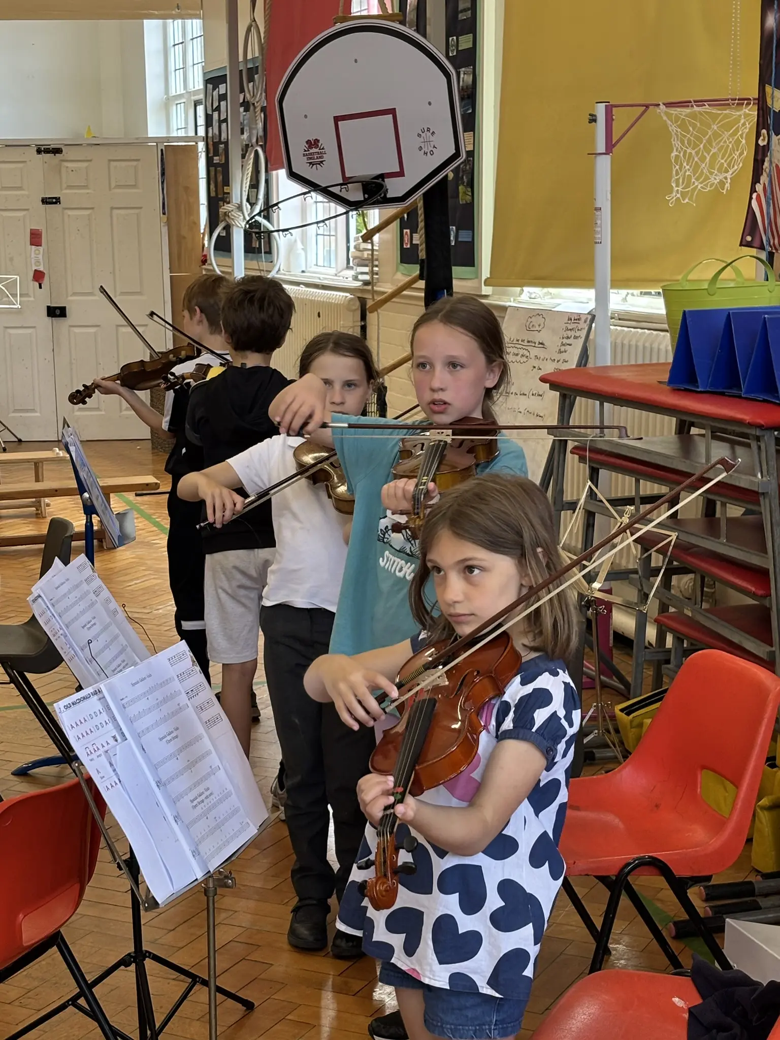 Young string players taking their first musical steps